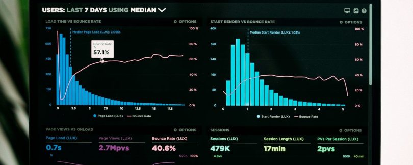 graphs of performance analytics on a laptop screen